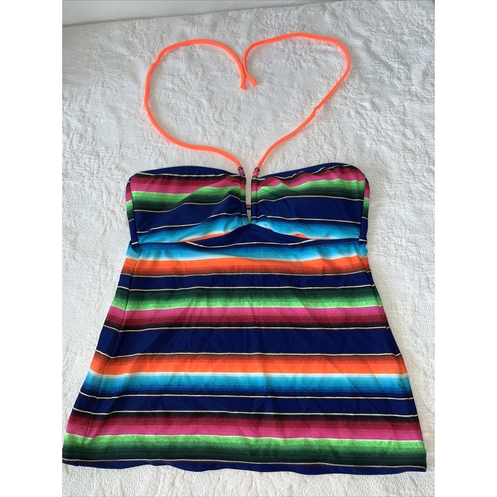Lauren Ralph Lauren Size S Tie Halter Colorful Tankini Top -NWOT
